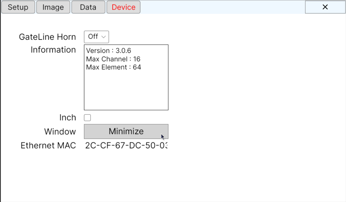 Device Selection and Minimizing Software Window