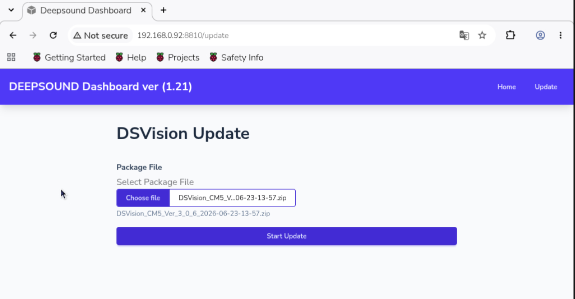 Start update 실행 버튼 구동 대기